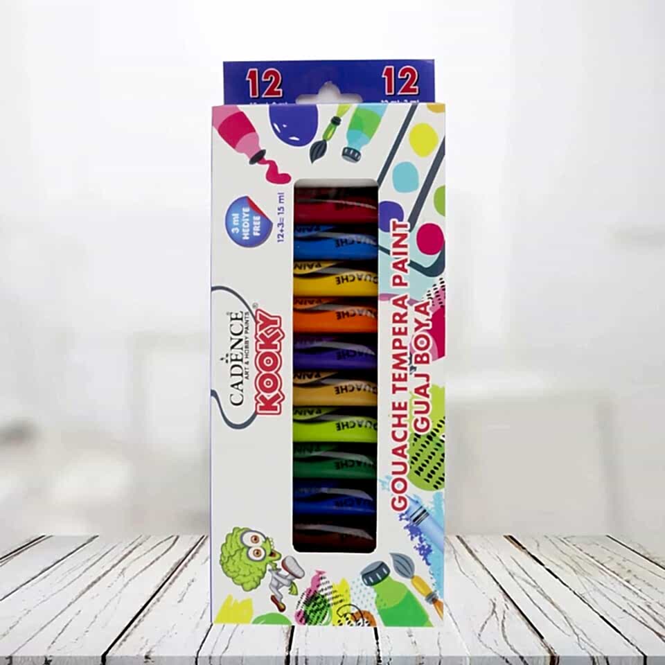 CADENCE KOOKY GUAJ BOYA ( TEMPERA ) 12'Lİ SET 15ML