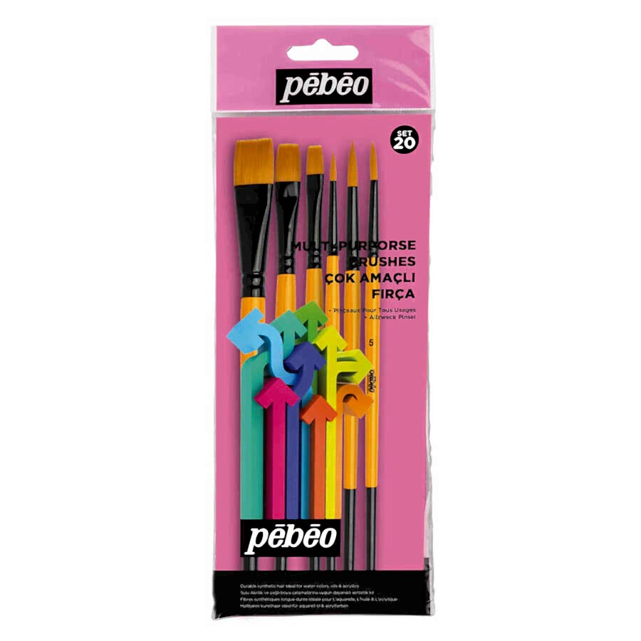 PEBEO 6 lı FIRÇA SETİ 1DÜZKESİK-3/4+3 AD YVRLK NO:3,5,8+2 AD DÜZ KESİK 8,12