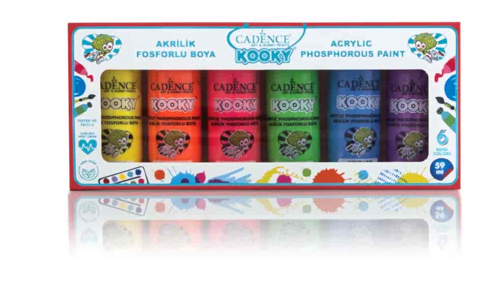 CADENCE KOOKY AKRİLİK BOYA FOSFORLU SET1 6X59ML